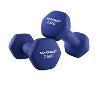 SONGMICS Lot de 2 haltères de 2,5 kg - Antidérapants - avec revêtement Mat en néoprène - pour la Musculation, la Maison, la Salle de Sport - Bleu - SYL65BU
