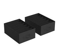 SONGMICS Lot de 2, Organisateur à 6 Compartiments, Boîtes de Rangement, Panier, 42 x 30 x 17 cm, pour Pantalons, Vêtements, Noir d'Encre RUS009B02