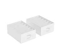SONGMICS Lot de 2, Organisateur à 6 Compartiments, Boîtes de Rangement, Panier, 42 x 30 x 17 cm, pour Pantalons, Vêtements, Blanc Nuage RUS009W02