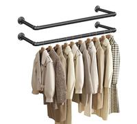 SONGMICS Portemanteau Mural, Barres de Suspension pour Vêtements en Tuyaux Industriels, Gain de Place, 92 x 30 x 7,5 cm, Installation Facile, pour Petit Espace, Noir HSR67BK