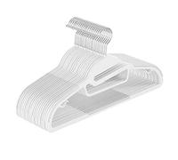 SONGMICS Lot de 20, Cintre en Plastique, Ouverture en Forme de U, Antiglisse, Gain de Place, Épaisseur 0,5 cm, Longueur 41,5 cm, Crochet Pivotant 360°, Blanc CRP041W02