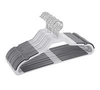 SONGMICS Lot de 20 Cintres à Dessus Plat, avec Crochet pivotant à 360°, Bandes antiglisse, très résistant, pour Vestes, Chemises, Manteaux, Hauts à Bretelles, Gris CRP44G