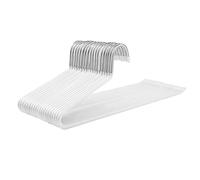 SONGMICS Lot de 20 Cintres chromés en métal, pour Pantalons, Antidérapant | Caoutchouté, Longueur de 38 cm, Blanc, Collection PATIYA CRI004WT-20