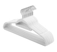 SONGMICS Cintre en Velours, Lot de 20, Antiglisse, Barre à Cravate, Crochet Pivotant 360°, Épaisseur 0,6 cm, Longueur 43,5 cm, pour Manteau, Robe, Pantalon, Blanc et Argent CRF020W01