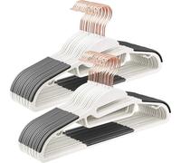SONGMICS - LOT DE 30 CINTRES EN PLASTIQUE - ANTIDÉRAPANTS - CROCHET ROTATIF DORÉ