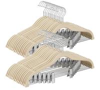 SONGMICS Lot de 30 cintres en Velours de 41 cm de Long avec Clips réglables, antidérapants, Peu encombrants pour Pantalons, Jupes, Manteaux, Robes, débardeurs, Beige UCRF012M30
