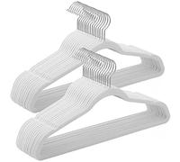 SONGMICS Lot de 30 Cintres Velours Adulte, Longueur 41,5 cm, Fins, Grande Capacité de Charge, avec Crochets Pivotants à 360°, pour Manteaux, Chemises, Blanc et Argent CRF026W02