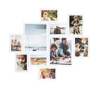 SONGMICS Lot de 10 cadres photo pour collage mural, deux cadres photo de 20 x 25 cm, quatre de 13 x 18 cm, quatre de 10 x 15 cm, montage sans outils, blanc RPF100WZ01