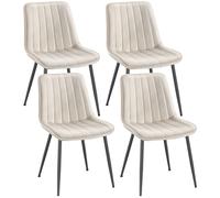 SONGMICS Lot de 4 Chaise Salle à Manger, Chaise Cuisine, Supportant Jusqu’à 120 kg, Pied en Acier, Dossier Ergonomique, pour Salle à Manger, Cuisine, Beige Cappuccino et Noir d'encre LDC090LH01-2J
