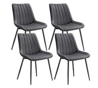 SONGMICS Lot de 2 Chaise Salle à Manger, Chaise Cuisine, Supportant Jusqu’à 120 kg, Pied en Acier, Dossier Ergonomique, pour Salle à Manger, Cuisine, Gris et Noir d’Encre LDC090G05