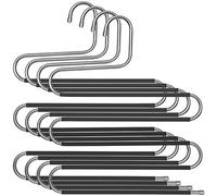 SONGMICS Lot de 4 Cintres Magiques, Cintre Multiples, Porte-Pantalons, cintres en INOX à 5 Niveaux, Organisateur, Gain de Place, pour Jeans, Pantalon, Serviettes, Cravates, Argent et Noir CRI043BK