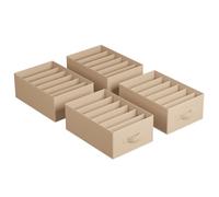 SONGMICS Lot de 4, Organisateur à 6 Compartiments, Boîtes de Rangement, Panier, 42 x 30 x 17 cm, pour Pantalons, Vêtements, Beige Sable RUS009K01
