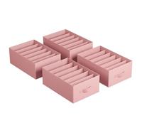 SONGMICS Lot de 4, Organisateur à 6 Compartiments, Boîtes de Rangement, Panier, 42 x 30 x 17 cm, pour Pantalons, Vêtements, Rose Bonbon RUS009R01