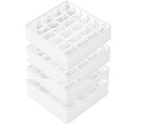 SONGMICS Lot de 4 organisateurs de tiroir 80 compartiments (2 x 16 + 2 x 24), boîtes à chaussettes pliantes, pour placard, 30 x 30 x 10 cm, pour chaussettes, sous-vêtements, cravates, blanc nuage