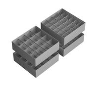 SONGMICS Lot de 4 organiseurs de tiroir, 80 compartiments (2 x 16 + 2 x 24), organiseur de placard pliable, 30 x 30 x 10 cm, boîtes pour chaussettes, sous-vêtements, ceintures, gris tourterelle