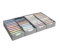 SONGMICS Lot de 4 Organiseurs de Tiroirs à Sous-vêtements, pour Commodes IKEA PAX, avec Séparateurs, Pliables, 50 x 22 x 10 cm, pour Chaussettes, Cravates, Gris Tourterelle RUS015G01