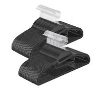 SONGMICS Lot de 50, Cintre en Plastique, Ouverture en Forme de U, Antiglisse, Gain de Place, Épaisseur 0,5 cm, Longueur 41,5 cm, Crochet Pivotant 360°, Noir CRP041B05