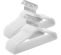 SONGMICS Lot de 50 cintres antidérapants en velours - Blanc argenté