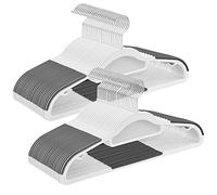 SONGMICS Lot de 50 Cintres en Plastique, Antiglisse, Gain de Place, Épaisseur 0,5 cm, Longueur 42 cm, Crochet à 360° Gris Métallisé, Blanc et Gris Foncé CRP020W02