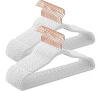 SONGMICS Lot de 50 Cintres Velours Adulte, Longueur 41,5 cm, Fin, Grande Capacité de Charge, avec Crochets Pivotants à 360°, pour Manteaux, Chemises, Blanc et Rose Gold CRF026W03