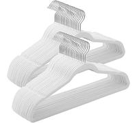 SONGMICS Lot de 50 Cintres Velours Adulte, Longueur 41,5 cm, Fin, Grande Capacité de Charge, avec Crochets Pivotants à 360°, pour Manteaux, Chemises, Blanc et Argent CRF026W04