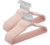 SONGMICS Lot de 30 Cintres Velours Adulte, Longueur 41,5 cm, Fins, Grande Capacité de Charge, avec Crochets Pivotants à 360°, pour Manteaux, Chemises, Rose et Argent CRF26PK