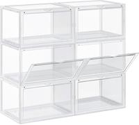 SONGMICS Lot de 6 boîtes à chaussures empilables Organiseur à chaussures en plastique blanc