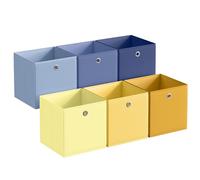 SONGMICS Lot de 6 boîtes de rangement pliables, 33 x 33 x 33 cm, adaptées aux cubes de rangement, bacs de rangement arc-en-ciel, bacs en tissu coloré pour chambre à coucher, salon RFB233XA09