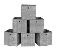 SONGMICS Lot de 6, Boîtes de Rangement Pliables, en Tissu Non-tissé, 30 x 30 x 30 cm, Cubes, Bacs, Paniers, Coffres, Gris chiné