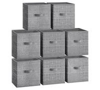 SONGMICS Lot de 8 cubes de rangement pliables, en tissu non tissé, avec double poignée, 26 cm, pour vêtements, gris cattail ROB826G01