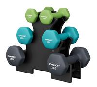 SONGMICS Lot Haltère 3 Paires avec Support, 2 x 1 kg, 2 x 2 kg, 2 x 3 kg