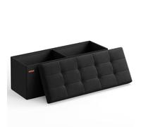 SONGMICS LSF077B01 Coffre Pliant, idéal comme boîte de Rangement, avec séparateur, Imitation Lin, Charge Statique Maximum de 300 kg, 110 x 38 x 38 cm, 120 L, Noir