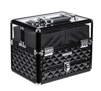 SONGMICS Mallette À maquillage, Coffre cosmÉtique, BoÎte de rangement, Beauty case, pour Bijoux et produits de maquillage, Couvercle transparent en acrylique, Plateaux dÉployÉs JBC318B