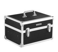 SONGMICS Mallette de Maquillage, Boîte à cosmétique verrouillable, Organisateur de Voyage, pour coiffeurs, maquilleurs, avec Plateau Amovible, Noir JBC328B01