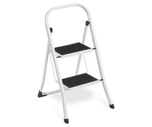 SONGMICS Marchepied 2 Marches Pliable, Escabeau, Verrou de Sécurité, Facile à Ranger, Charge 150 kg, Blanc Nuage GSL12WT