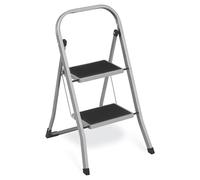 SONGMICS Marchepied 2 Marches Pliable, Escabeau, Verrou de Sécurité, Facile à Ranger, Charge 150 kg, Gris Tourterelle GSL012G01