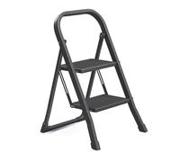 SONGMICS Marchepied 2 Marches Pliable, Escabeau, Verrou de Sécurité, Facile à Ranger, Charge 150 kg, Noir GSL012BZ01