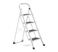 SONGMICS Marchepied 4 Marches Pliable, Escabeau, Verrou de Sécurité, Facile à Ranger, Charge 150 kg, Blanc GSL004WZ01