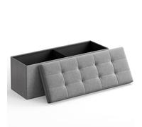 SONGMICS Mazie Collection - Banc de Rangement, Repose-Pieds Pliable de 110 cm, Bout de Lit, Montage Facile, pour Salon, Chambre, Entrée, Gris Clair LSF77G