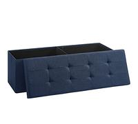 SONGMICS Mazie Collection - Banc de Rangement, Repose-Pieds Pliable de 110 cm, Bout de Lit, Montage Facile, pour Salon, Chambre, Entrée, Bleu Minuit LSF77IN