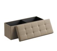 SONGMICS Mazie Collection - Banc de Rangement, Repose-Pieds Pliable de 110 cm, Bout de Lit, Montage Facile, pour Salon, Chambre, Entrée, Marron Camel LSF077R01