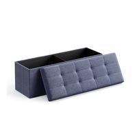 SONGMICS MAZIE Collection - Banc de Rangement, Repose-pieds Pliable de 110 cm, Bout de Lit, Montage Facile, pour Salon, Chambre, Entrée, Bleu Brumeaux LSF077Q01