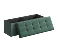 SONGMICS Mazie Collection - Banc de Rangement, Repose-Pieds Pliable de 110 cm, Bout de Lit, Montage Facile, pour Salon, Chambre, Entrée, Vert Rétro LSF077C01
