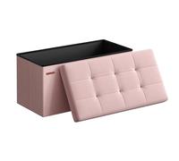 SONGMICS Mazie Collection - Banc de Rangement, Repose-Pieds Pliable de 76 cm, Bout de Lit, Montage Facile, pour Salon, Chambre, Entrée, Rose Bonbon LSF047R11