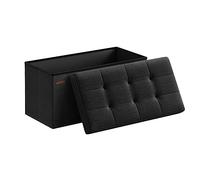 SONGMICS Mazie Collection - Banc de Rangement, Repose-Pieds Pliable de 76 cm, Bout de Lit, Montage Facile, pour Salon, Chambre, Entrée, Noir d'encre LSF047B01