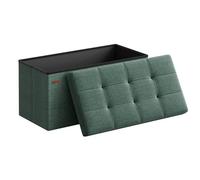 SONGMICS Mazie Collection - Banc de Rangement, Repose-Pieds Pliable de 76 cm, Bout de Lit, Montage Facile, pour Salon, Chambre, Entrée, Vert Rétro LSF047C01