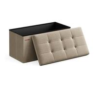 SONGMICS Mazie Collection - Banc de Rangement, Repose-Pieds Pliable de 76 cm, Bout de Lit, Montage Facile, pour Salon, Chambre, Entrée, Marron Camel LSF047R01