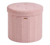 SONGMICS Mazie Collection LSF606R01 Pouf rond avec espace de rangement, tabouret pliable avec couvercle amovible, montage facile, polaire, dortoir, chambre à coucher, salon, rose pastel