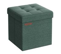 SONGMICS Mazie Collection - Storage Ottoman Cube, 38 cm Folding Foot Rest Stool, Small Ottoman with Storage, Easy Assembly, for Living Room, Bedroom, Dorm, Retro Green LSF027C01
