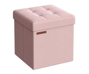 SONGMICS Mazie Collection - Tabouret de Rangement, Repose-Pieds Pliable de 38 cm, Petit Pouf, Montage Facile, pour Salon, Chambre, Entrée, Rose Bonbon LSF027R01